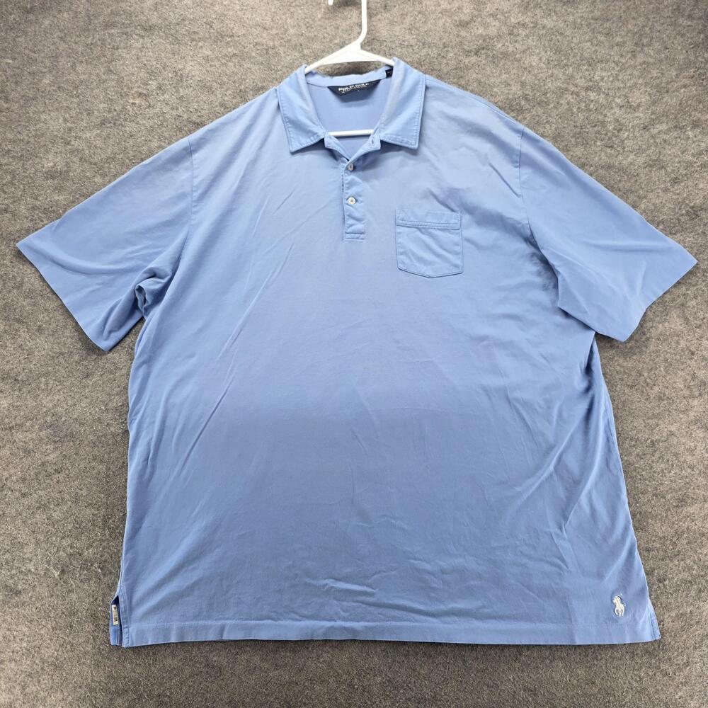Polo Golf Ralph Lauren Polo Shirt Mens 2XL Blue 100% Cotton Pocket Short Sleeve